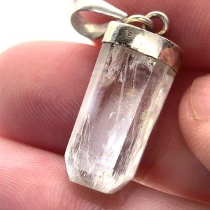 Diamond Quartz Crystal 11.20ct Solid 925 Sterling Silver Pendant